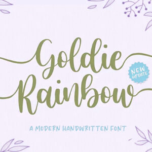 Modern Handwritten in Goldie Rainbow with Tail Swash